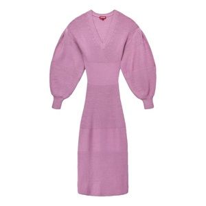 NWT STAUD Purple V Neck MIDI Sweater dress